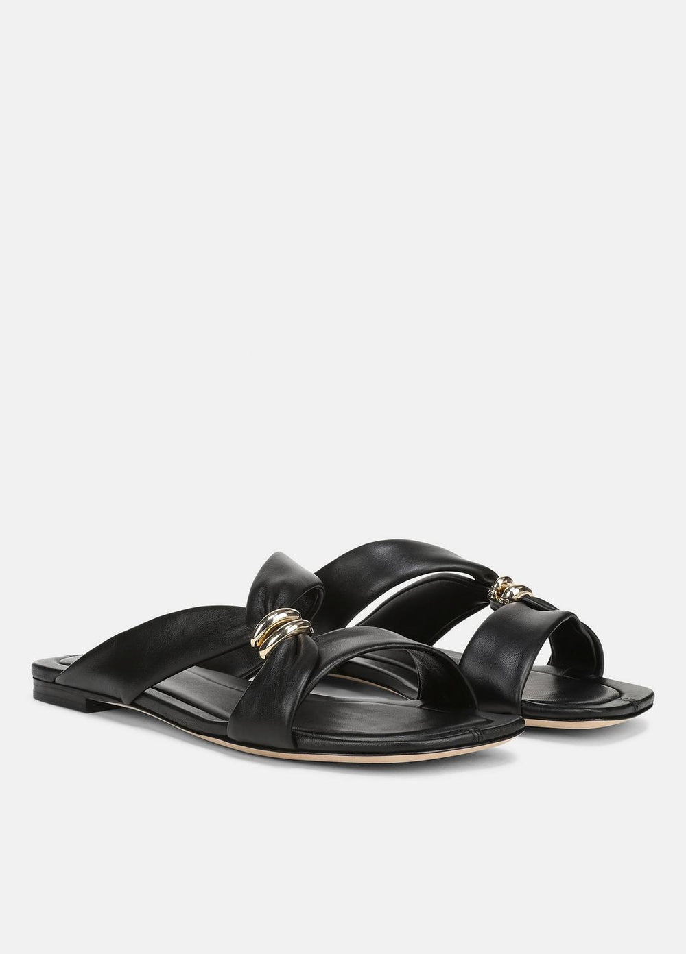 Vilma Leather Slide Sandal in Sandals - BLACK