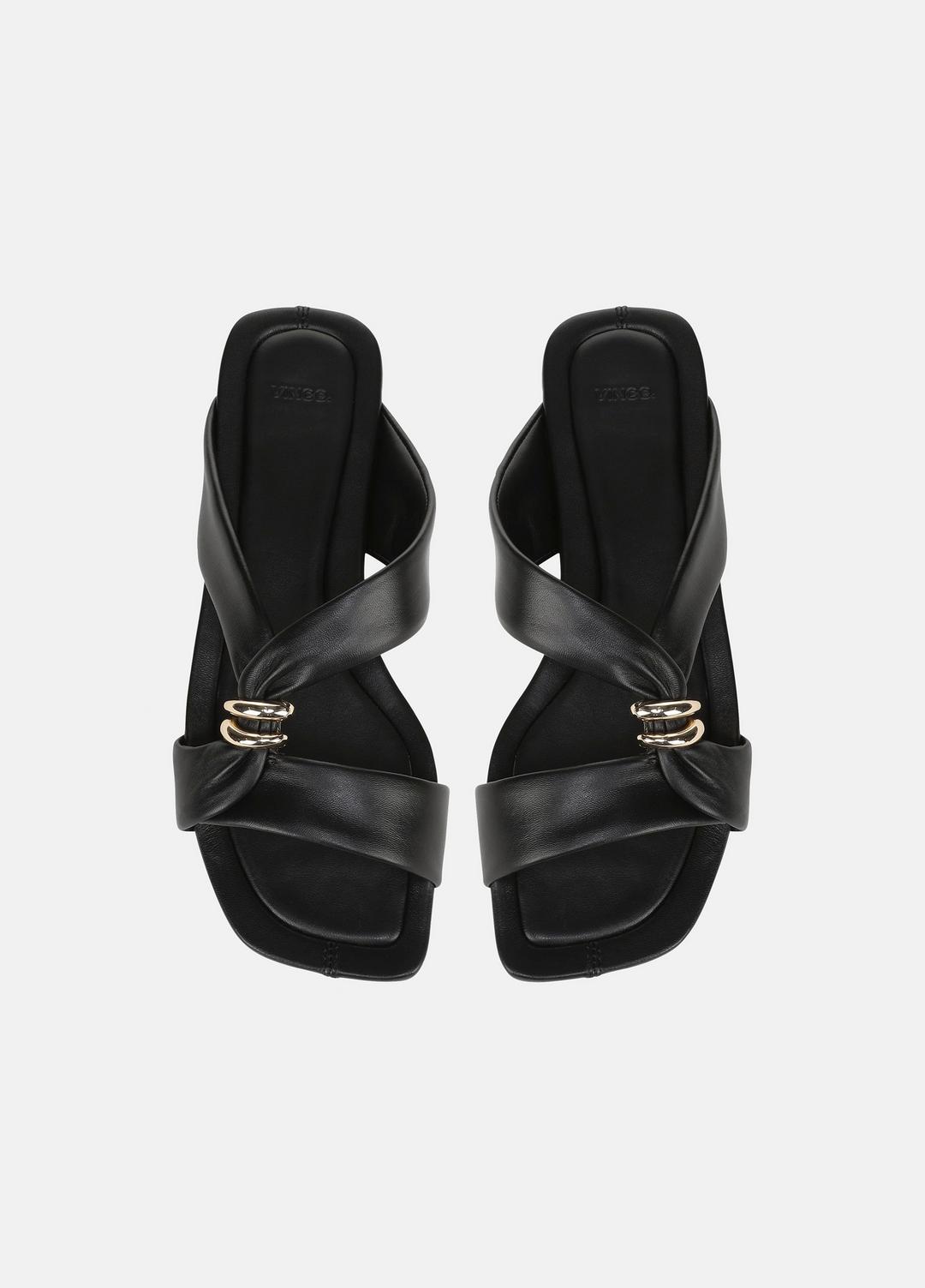 Vilma Leather Slide Sandal in Sandals - BLACK
