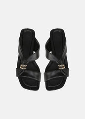Vilma Leather Slide Sandal in Sandals - BLACK