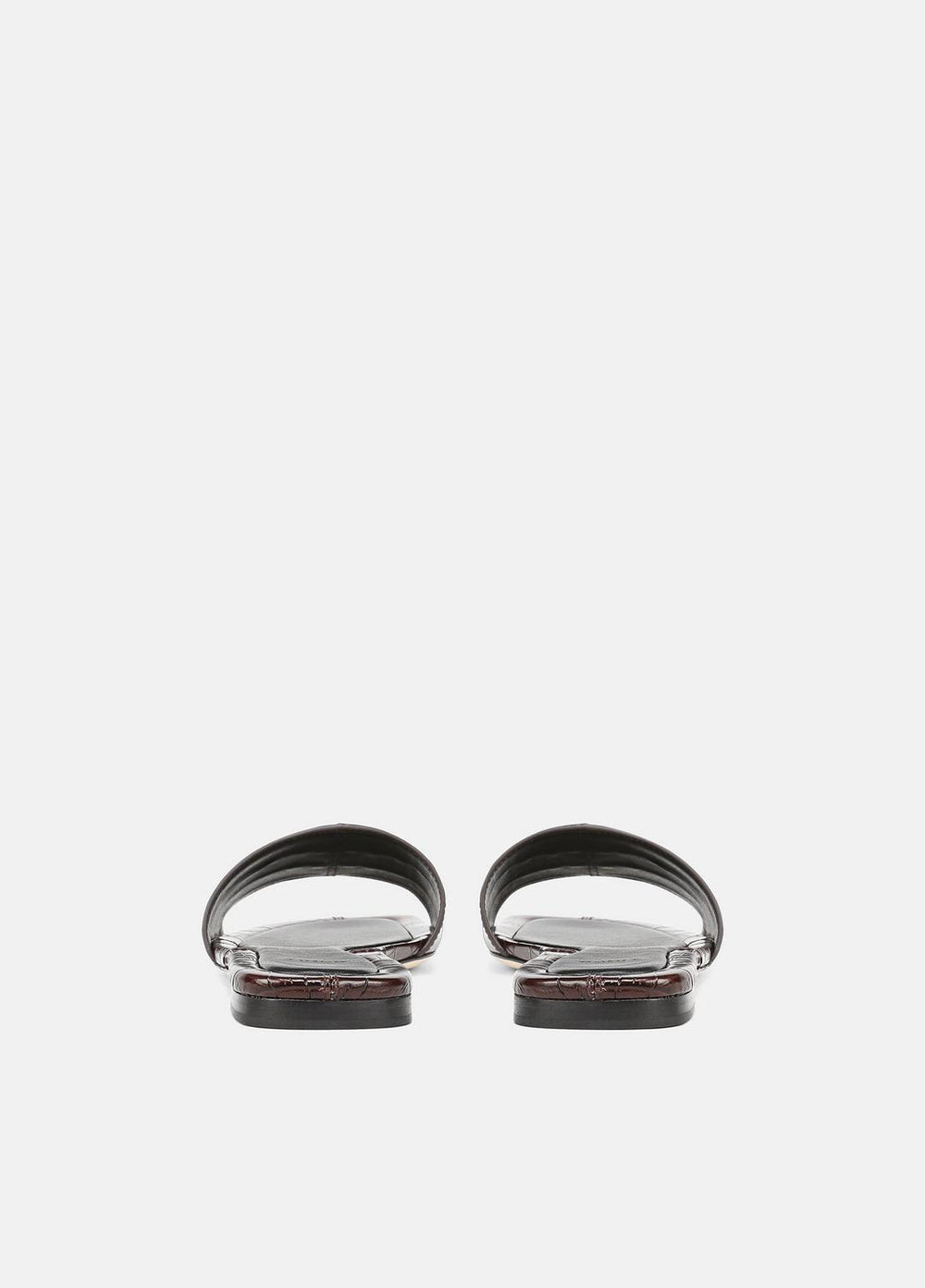 Valeria Croc-Embossed Leather Slide Sandal in Sandals - CACAO BROWN