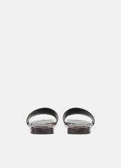 Valeria Croc-Embossed Leather Slide Sandal in Sandals - CACAO BROWN