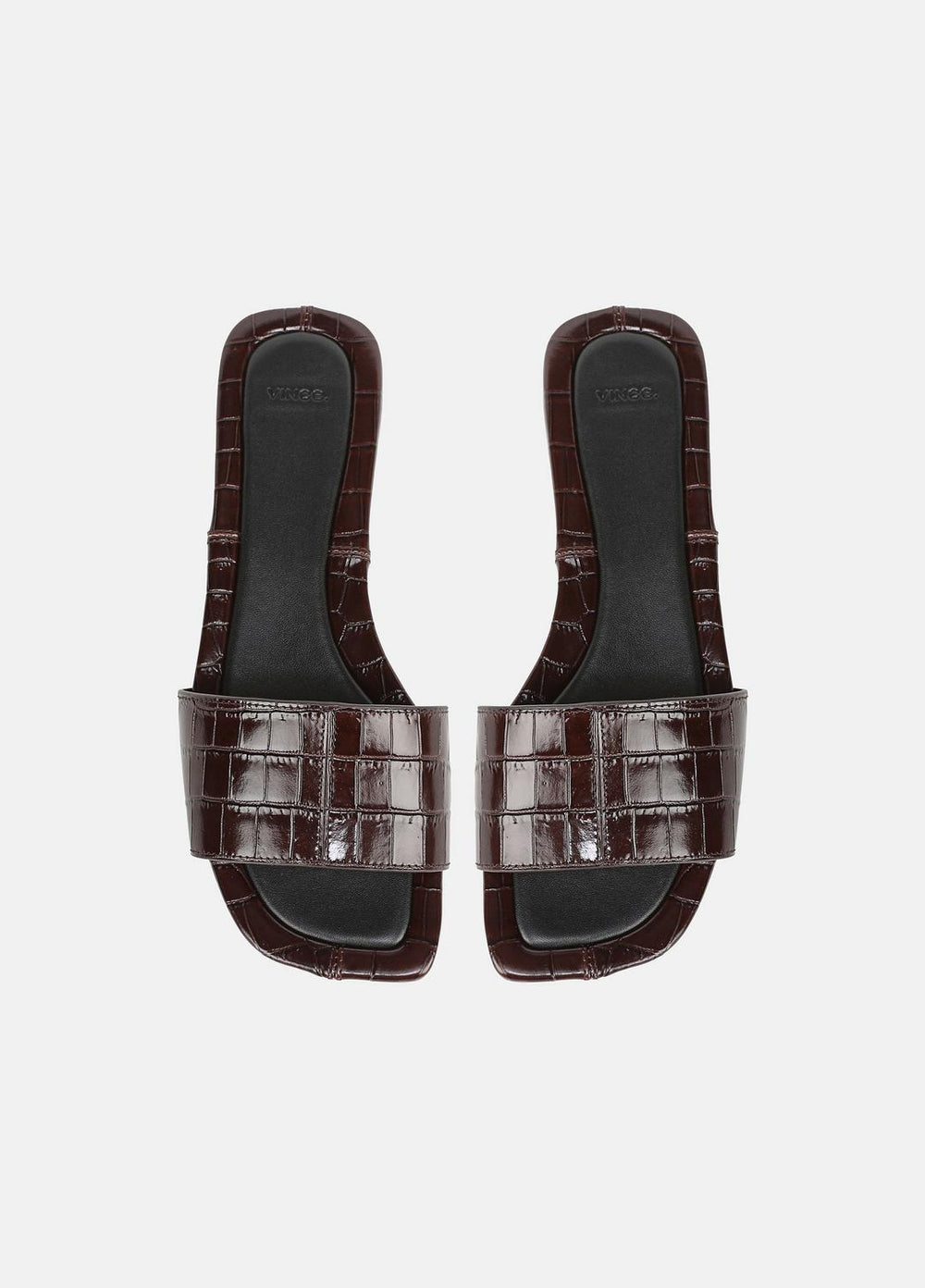 Valeria Croc-Embossed Leather Slide Sandal in Sandals - CACAO BROWN