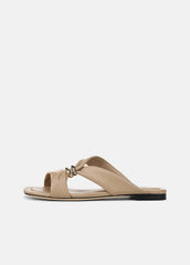 Vilma Leather Slide Sandal in Sandals - WARM ALMOND