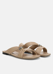 Vilma Leather Slide Sandal in Sandals - WARM ALMOND