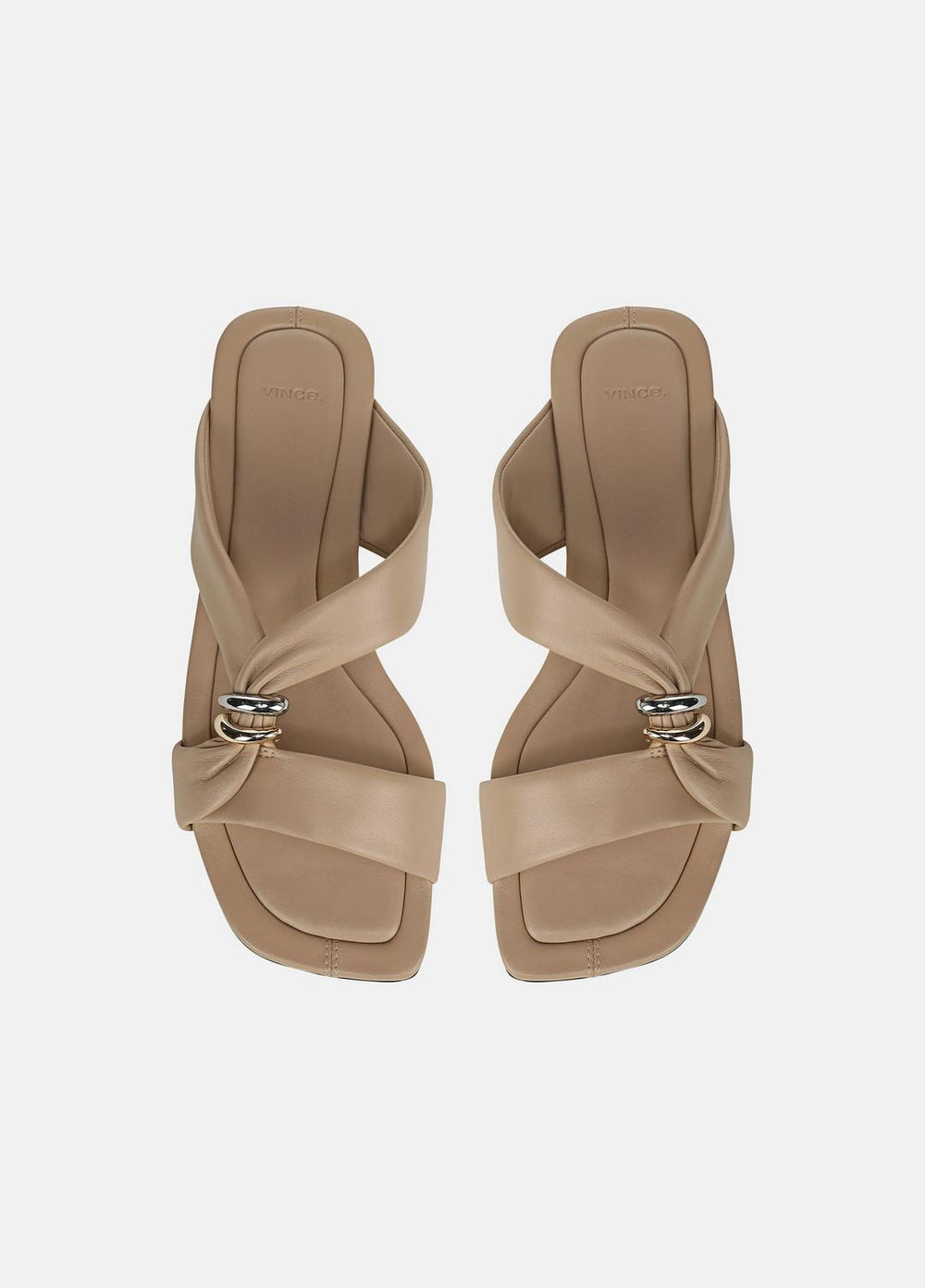 Vilma Leather Slide Sandal in Sandals - WARM ALMOND