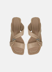 Vilma Leather Slide Sandal in Sandals - WARM ALMOND