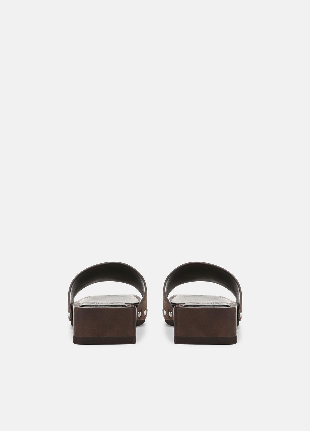 Barbara Leather Slide Sandal in Sandals - DARK MOCHA