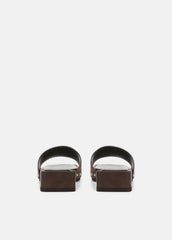 Barbara Leather Slide Sandal in Sandals - DARK MOCHA