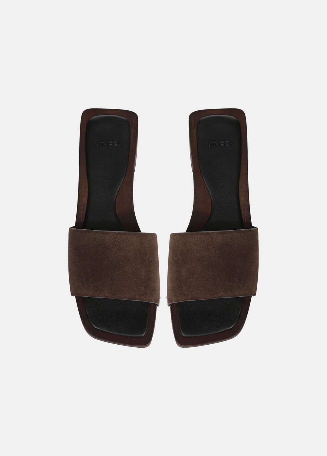 Barbara Leather Slide Sandal in Sandals - DARK MOCHA
