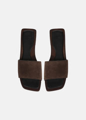 Barbara Leather Slide Sandal in Sandals - DARK MOCHA