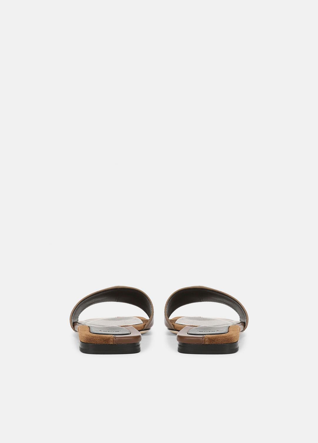 Valeria Leather & Suede Slide Sandal in Sandals - CEDAR BROWN/ELMWOOD