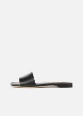 Valeria Leather Slide Sandal in Sandals - BLACK
