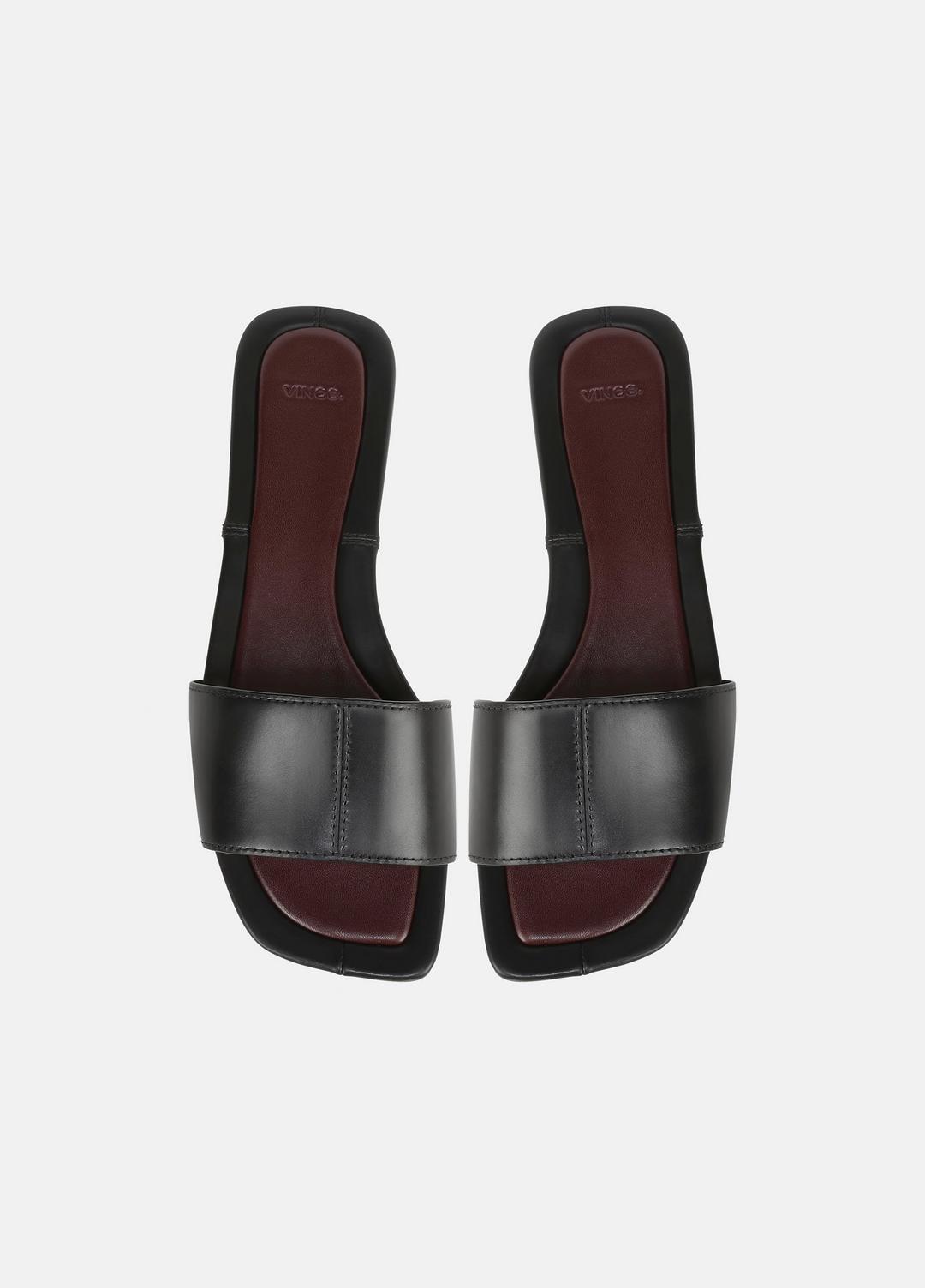 Valeria Leather Slide Sandal in Sandals - BLACK