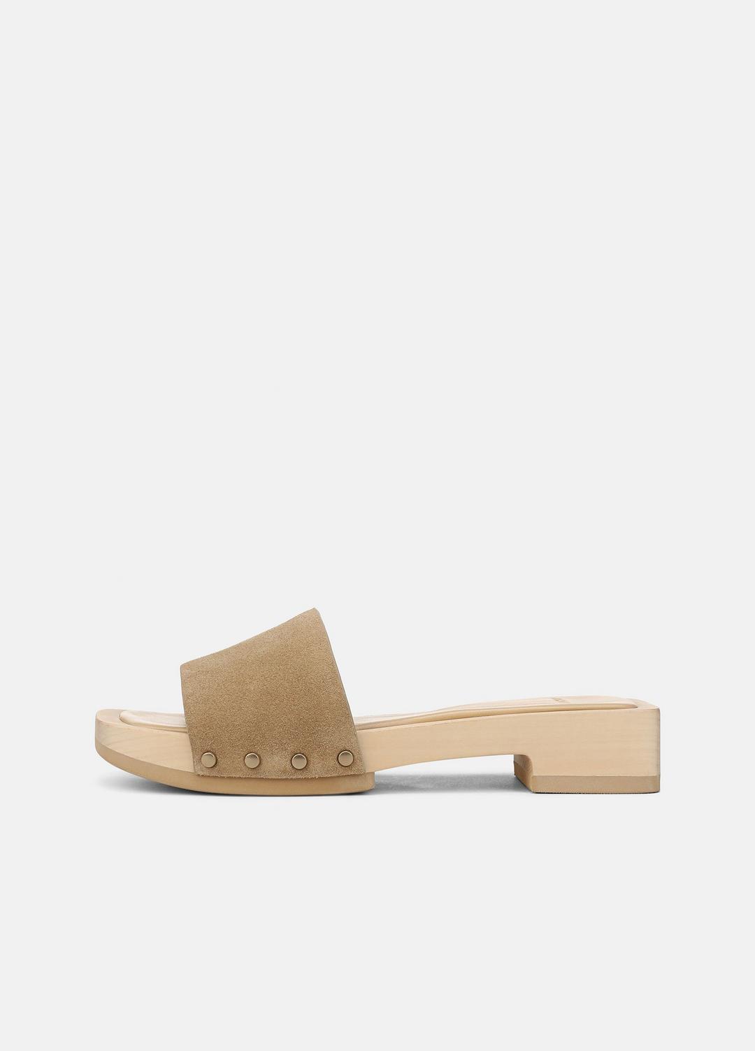 Barbara Suede Slide Sandal in Sandals - WHEAT