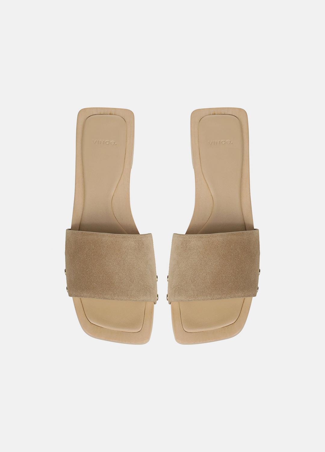 Barbara Suede Slide Sandal in Sandals - WHEAT
