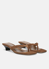 San Juan Suede Heeled Thong Sandal in Sandals - ELMWOOD