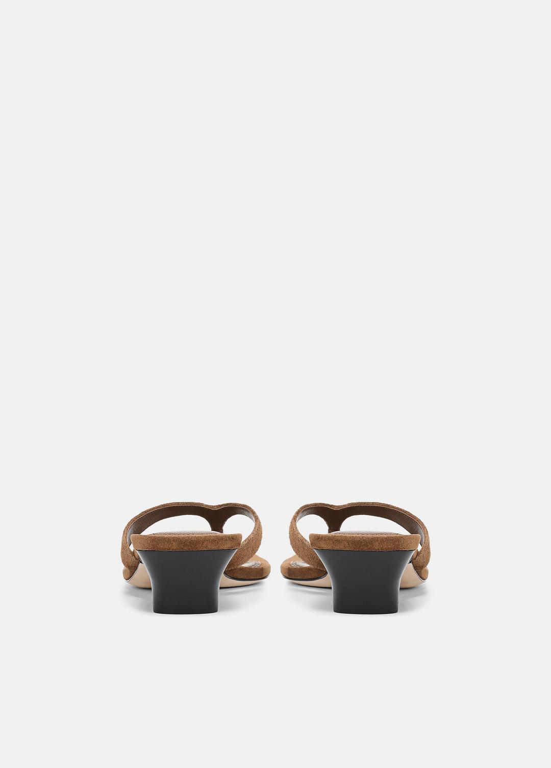 San Juan Suede Heeled Thong Sandal in Sandals - ELMWOOD