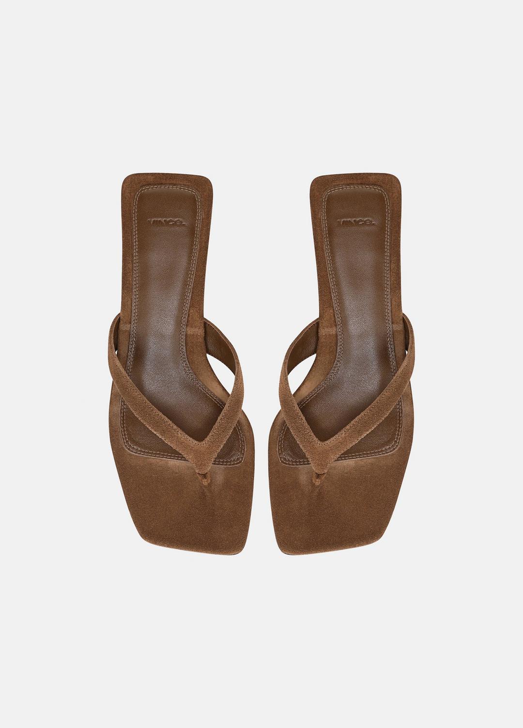 San Juan Suede Heeled Thong Sandal in Sandals - ELMWOOD
