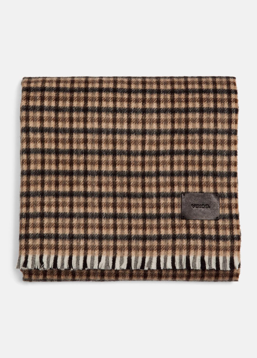 Gingham Wool-Cashmere Oversized Wrap in Scarves & Hats - BLACK/GRAPE