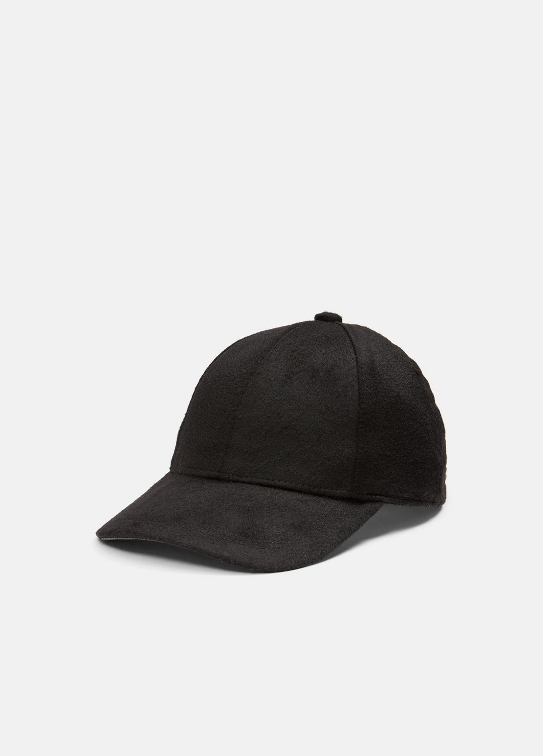 Leather-Trim Cashmere Baseball Cap in Scarves & Hats - BLACK