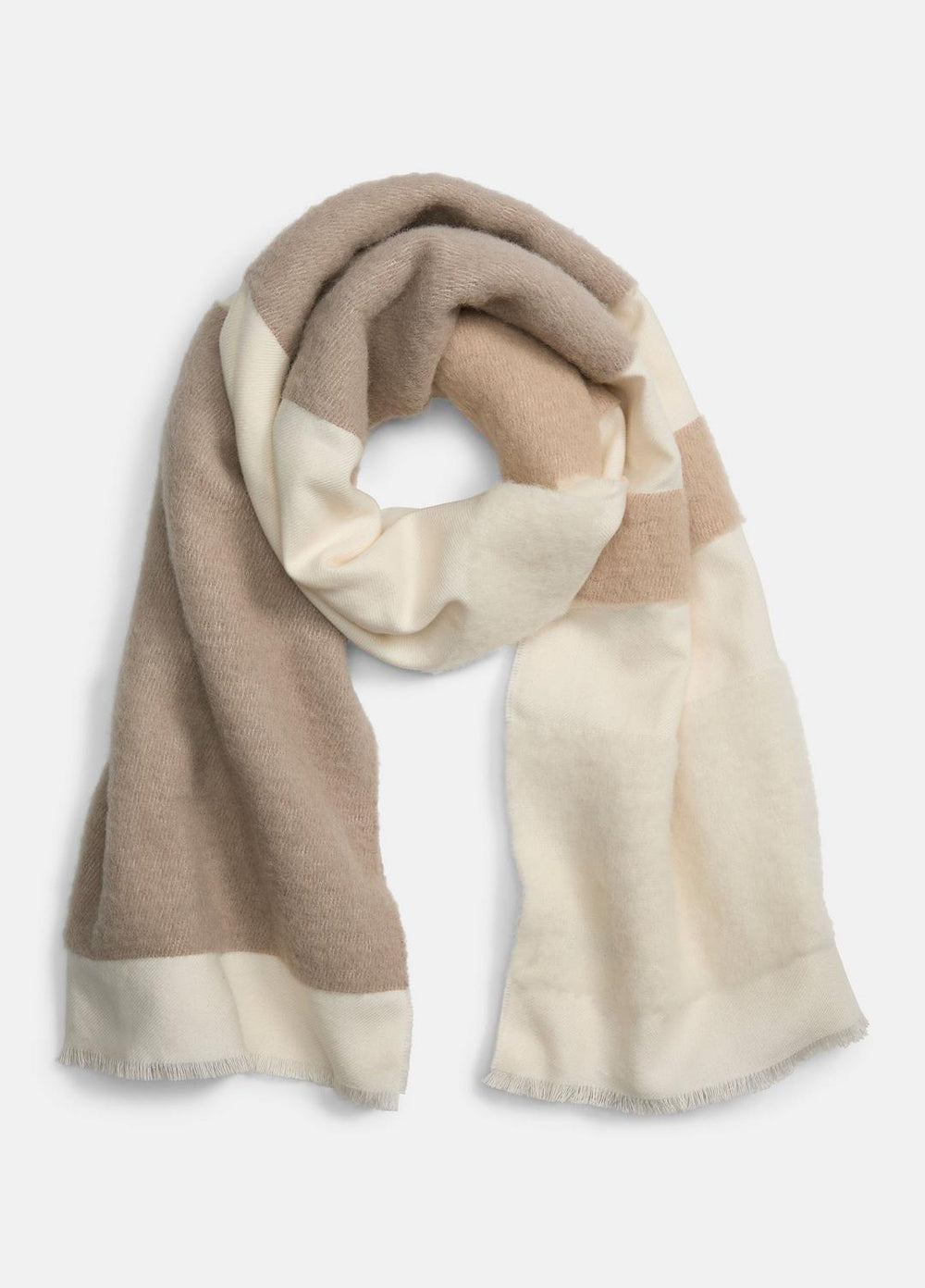 Brushed Alpaca-Blend Colorblock Scarf in Scarves & Hats - TAUPE