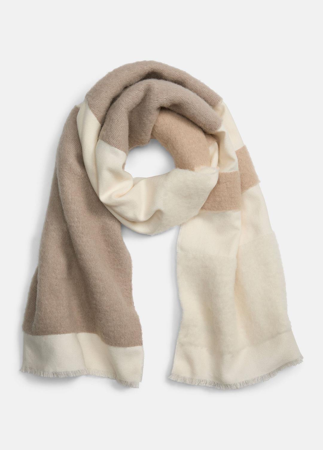 Brushed Alpaca-Blend Colorblock Scarf in Scarves & Hats - TAUPE