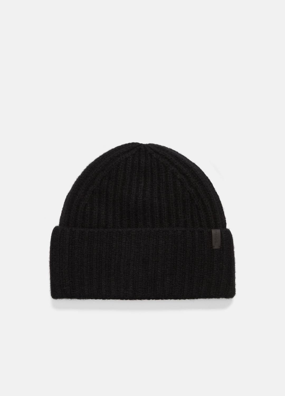 Plush Cashmere Chunky-Knit Beanie in Scarves & Hats - BLACK
