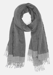Border-Stripe Cotton Scarf in Scarves & Hats - SEA STONE/DARK SEA STONE