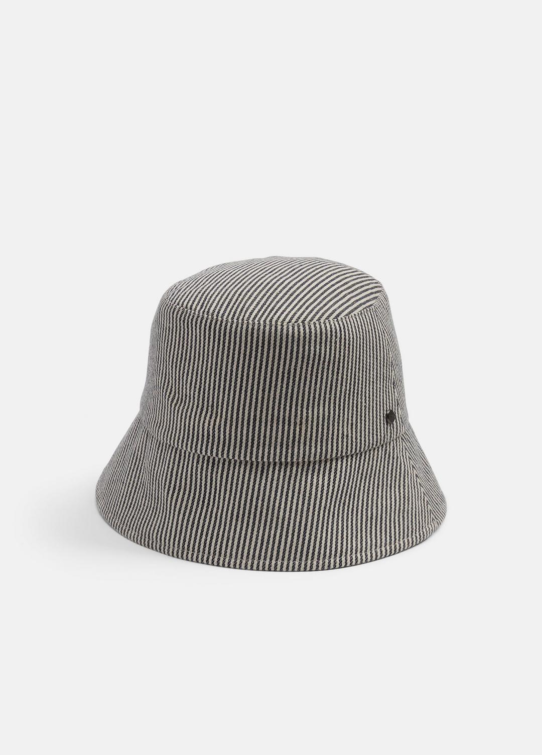 Stripe Cotton Canvas Bucket Hat in Scarves & Hats - NAVY