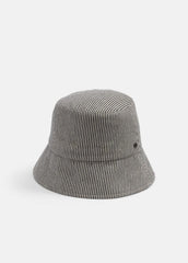 Stripe Cotton Canvas Bucket Hat in Scarves & Hats - NAVY