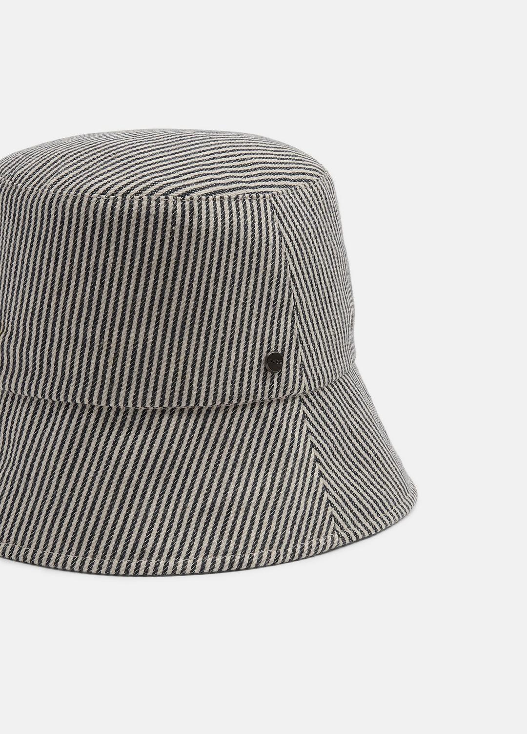 Stripe Cotton Canvas Bucket Hat in Scarves & Hats - NAVY