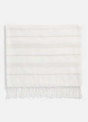 Stripe Cotton-Cashmere Wrap in Scarves & Hats - WHITE/TUSK