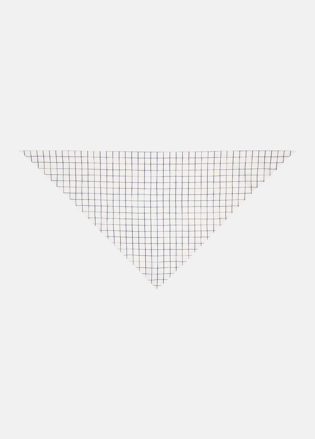 Trellis Plaid Cotton-Blend Headkerchief in Scarves & Hats - OFF WHITE/NAVY