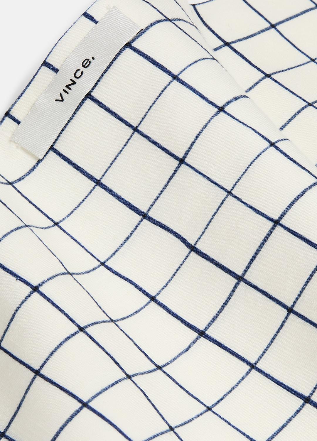 Trellis Plaid Cotton-Blend Headkerchief in Scarves & Hats - OFF WHITE/NAVY