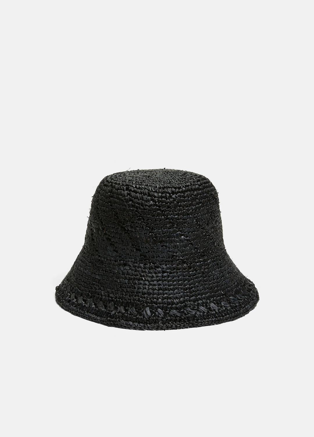 Straw Bucket Hat in Scarves & Hats - BLACK
