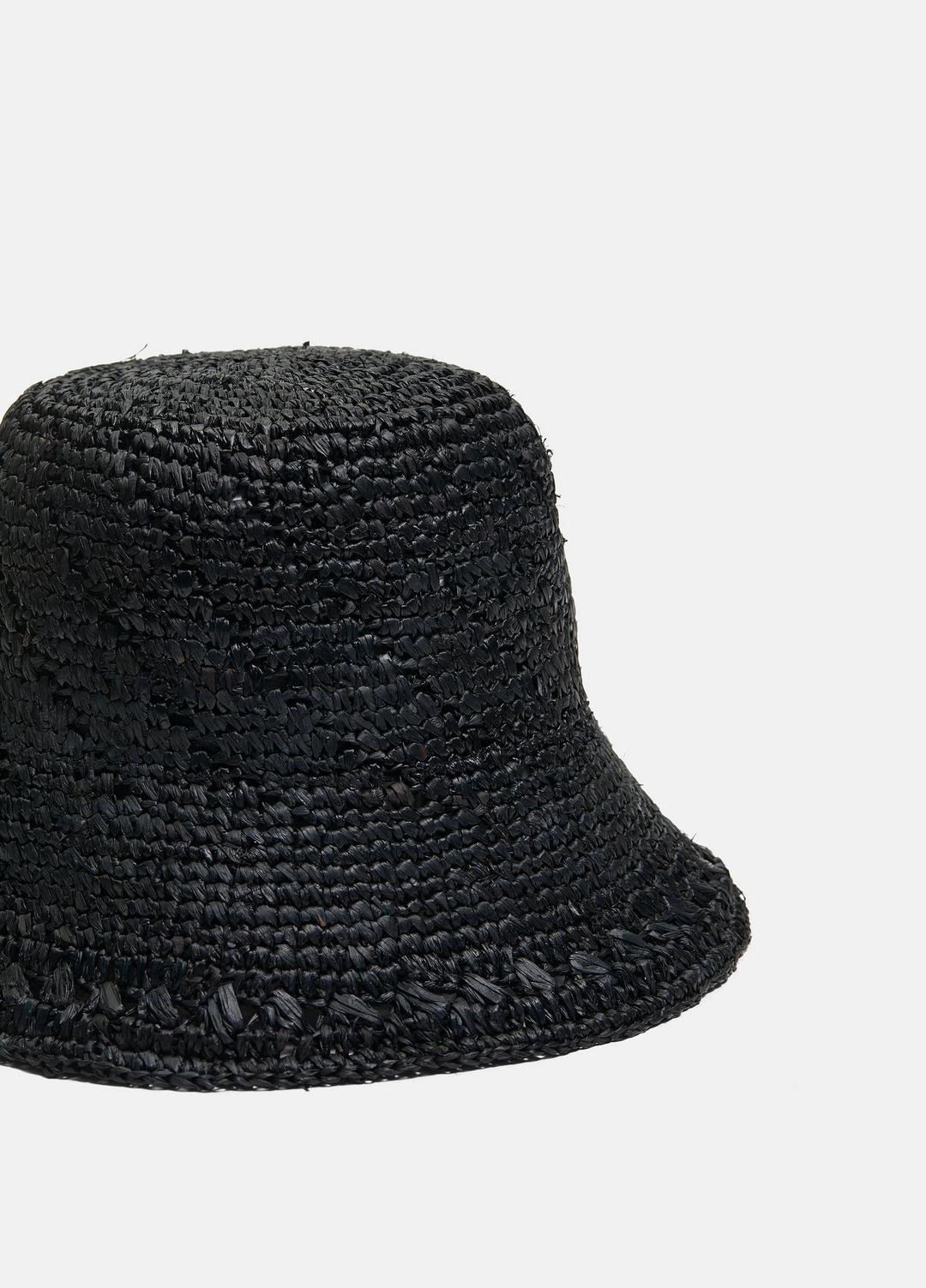 Straw Bucket Hat in Scarves & Hats - BLACK