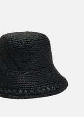 Straw Bucket Hat in Scarves & Hats - BLACK