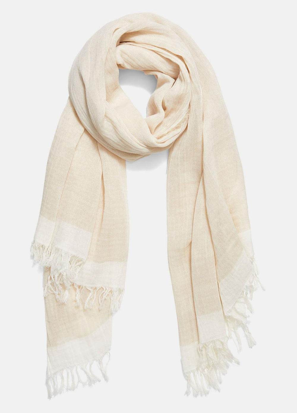 Border-Stripe Cotton Scarf in Scarves & Hats - OPTIC WHITE/WHITE OAK