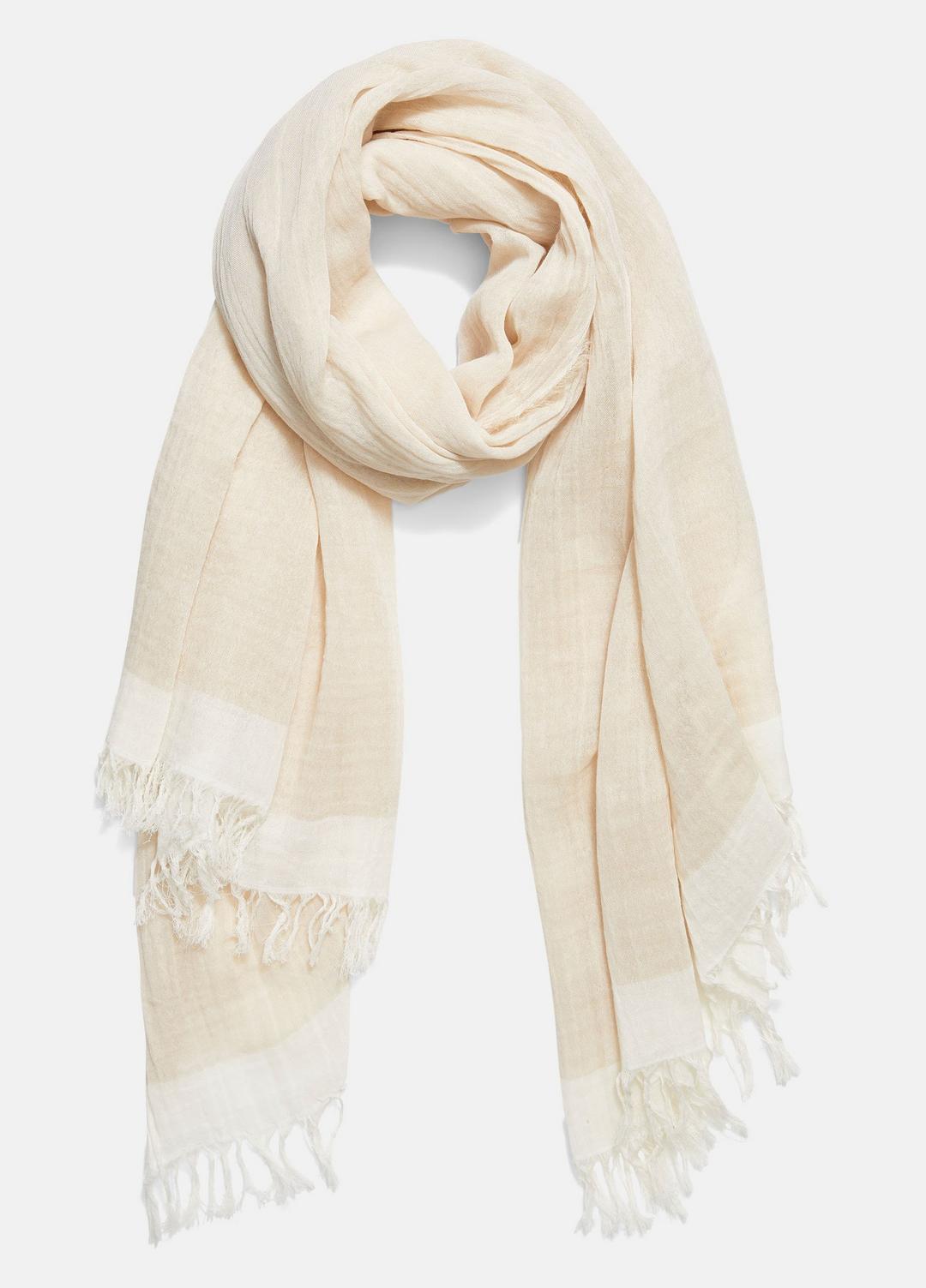 Border-Stripe Cotton Scarf in Scarves & Hats - OPTIC WHITE/WHITE OAK