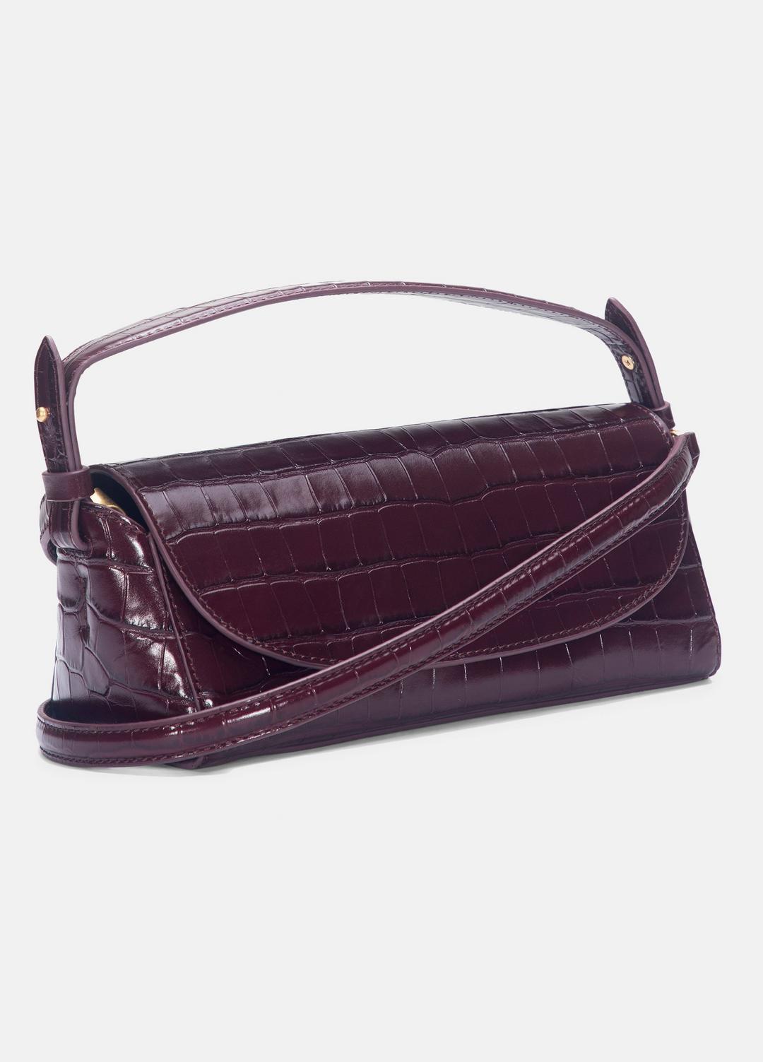 Sabrina Croc-Embossed Leather Mini Top-Handle Bag in Handbags - BORDEAUX