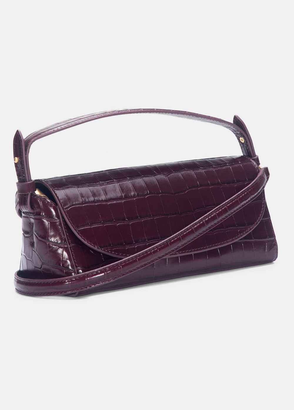 Sabrina Croc-Embossed Leather Mini Top-Handle Bag in Handbags - BORDEAUX