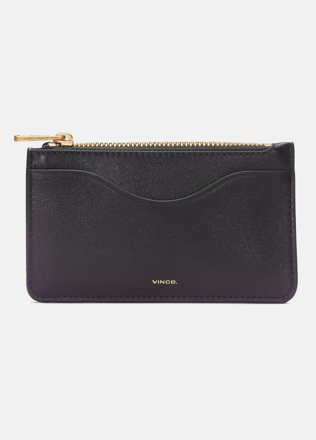 Leather Zip-Top Card Case in Handbags - CACAO