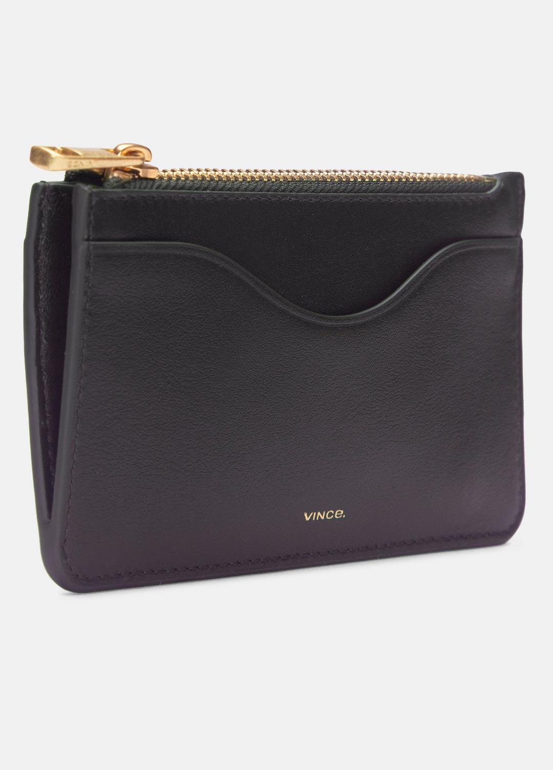 Leather Zip-Top Card Case in Handbags - CACAO