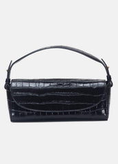 Sabrina Croc-Embossed Leather Mini Top-Handle Bag in Handbags - BLACK
