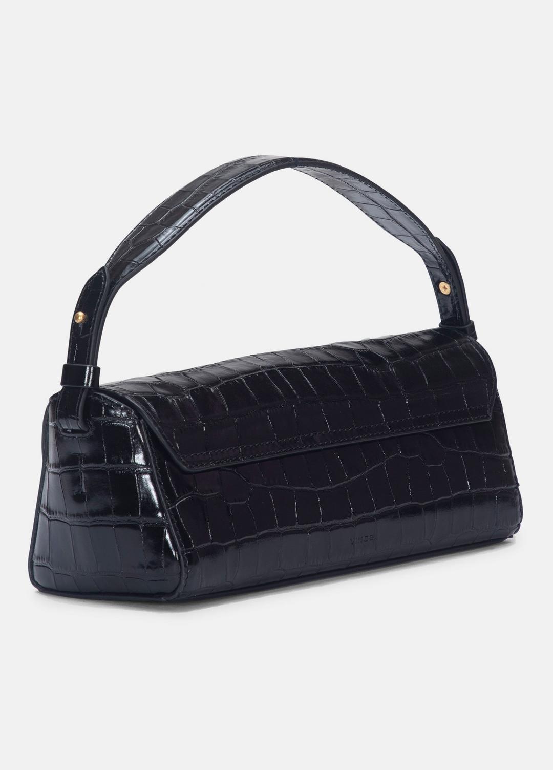 Sabrina Croc-Embossed Leather Mini Top-Handle Bag in Handbags - BLACK