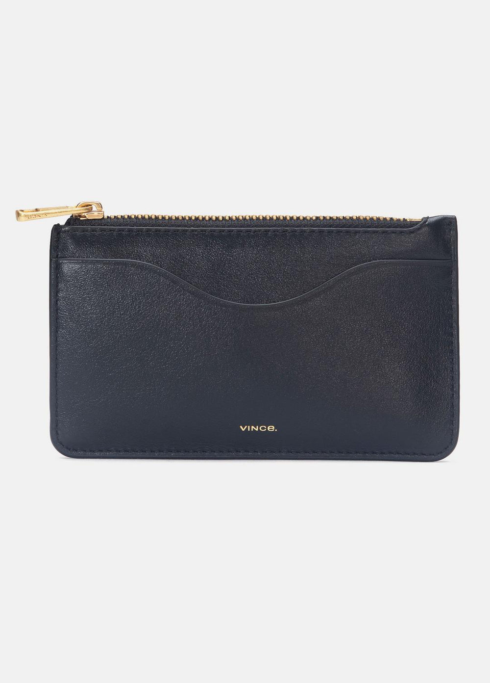 Leather Zip-Top Card Case in Handbags - BLACK