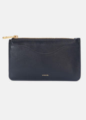 Leather Zip-Top Card Case in Handbags - BLACK
