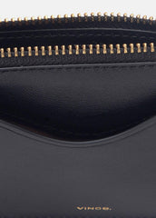 Leather Zip-Top Card Case in Handbags - BLACK