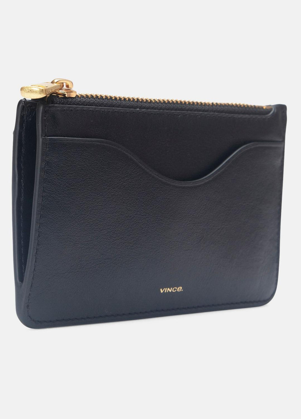 Leather Zip-Top Card Case in Handbags - BLACK
