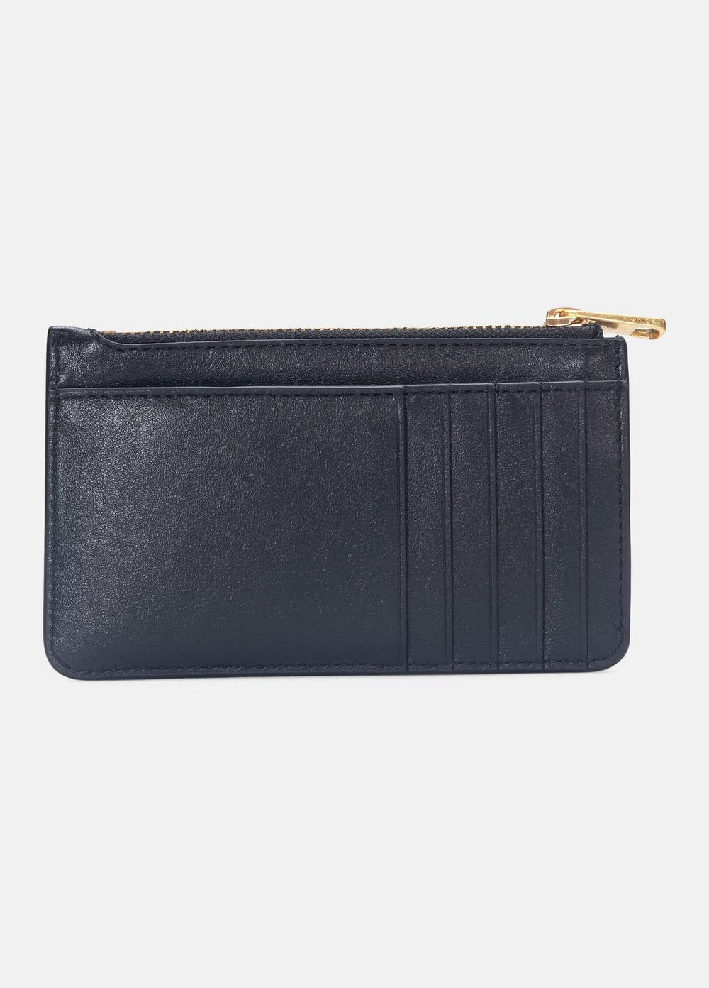 Leather Zip-Top Card Case in Handbags - BLACK